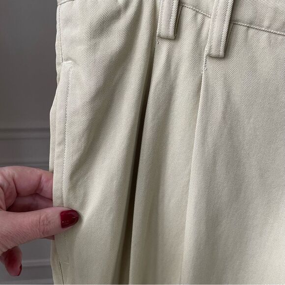 Vintage Tommy Bahama Front Pleat Cuffed Silk Pants Buttercream 36 - Picture 8 of 8